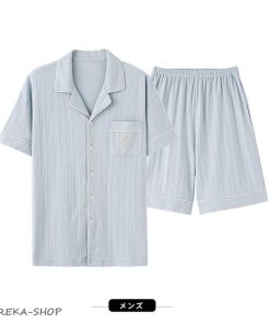 パジャマ 半袖 メンズ レディース ルームウェア 上下セット カップル 寝巻き 夏用 無地 薄手 部屋着 ナイトルームウェア ス 短パン 恋人