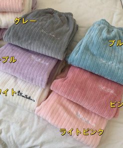 パジャマ レディース 　モコモコルームウェア 冬 長袖 丸首 フランネルルームウェア 暖かい 上下セット 可愛い 厚手 部屋着 ゆったり韓国風 オシャレ