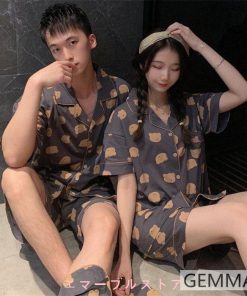 【大特価】ペアルック ルームウェア 夏 かわいい熊 総柄 カップルパジャマ ペアパジャマ お揃い お祝い プレゼント 部屋着 半袖 パンツ 彼女 彼氏 夫婦