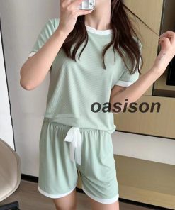 パジャマ 半袖 ルームウェア レディース ショートパンツ 涼しい 部屋着 上下セット 春夏 可愛い 柔らかい 女性 寝間着 韓国風
