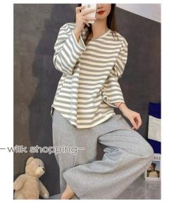 パジャマ ルームウェア レディース 胸パッド付き セットアップ ゆったり 部屋着 長袖 上下セット 可愛い 寝巻き ナイトウェア 体型カバー